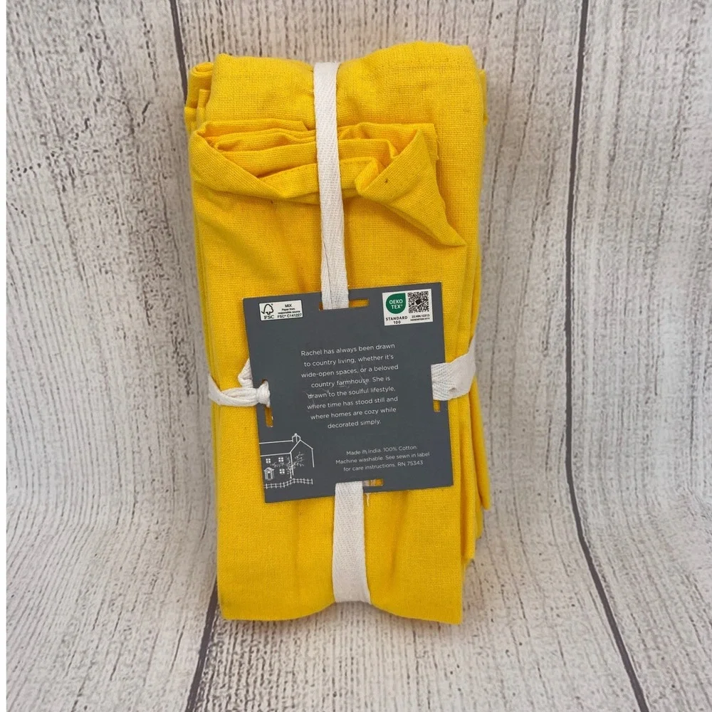 The Farmhouse by Rachel Ashwell Napkins (Set of 12) Yellow Cotton Sunny Colorful